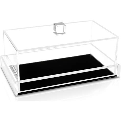 Lux Lucite Rectangle Cake Display With Glossy Black Base And Clear Top