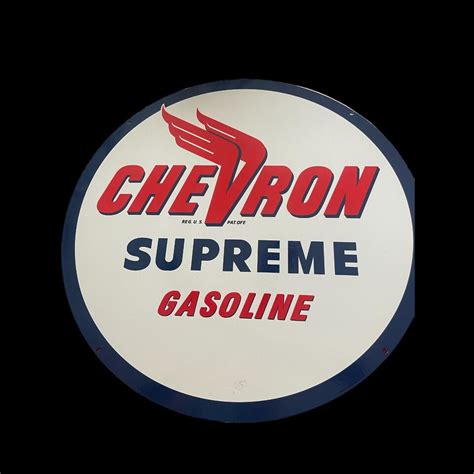 Chevron Supreme Gasoline Large Heavy Double Sided Porcelain Sign