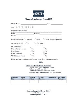 Fillable Online Financial Assistance Form 2017 Docx Fax Email Print