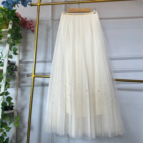 Jual Tutu Pearl Rok Panjang Prisket Tutu Mutiara Skirt Tille Halus