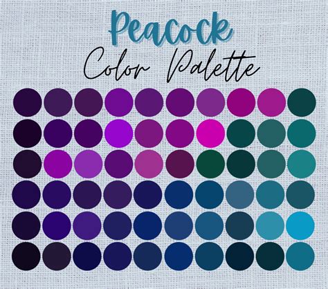 Peacock Color Palette for Procreate, 60 Color Swatches - Etsy