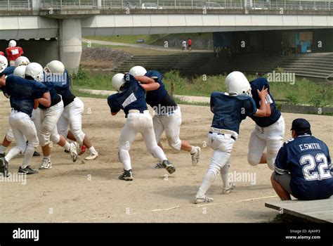 Japanese High School students practising American Football Kyoto Japan ...