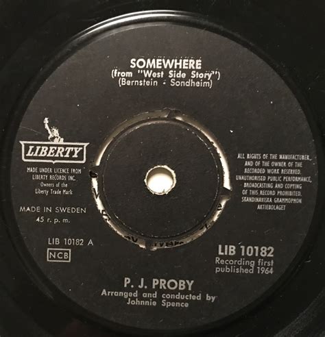 Pj Proby Somewhere From West Side Story Vinyl Single Pj Proby Free Download