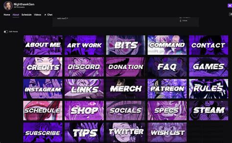 Kawaii Anime Purple Theme Twitch Panels X Panels Twitch Etsy