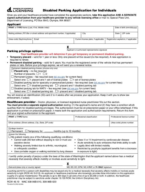 WA DOL TD 420 073 2019 2021 Fill And Sign Printable Template Online