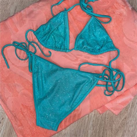 Womens Teal Shimmer Bikini Must Have Gem