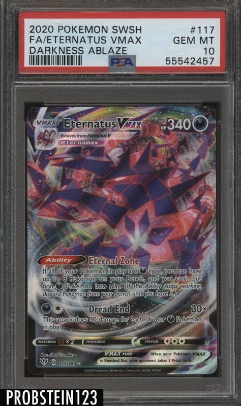 2020 Pokemon Swsh Eternatus Vmax Darkness Ablaze Psa 10 Values Mavin