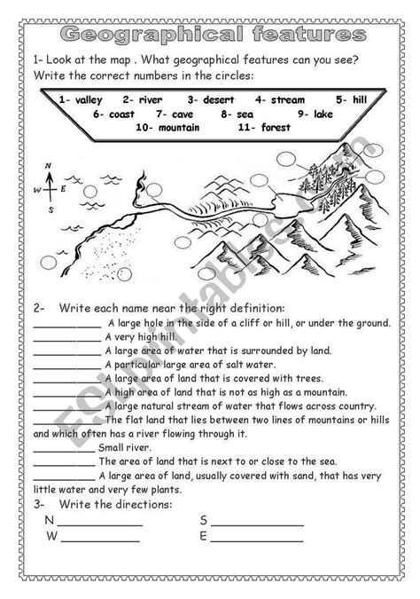 Geographical Features Key Answers Are Included ESL Worksheet By