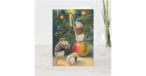 Victorian Mice Christmas Card Zazzle