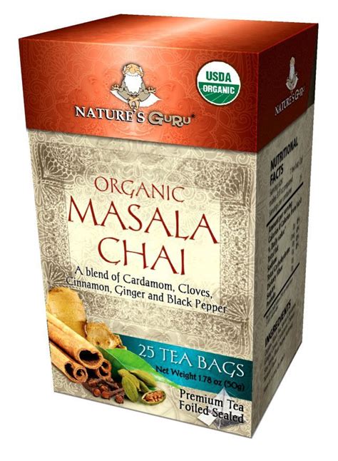 Natures Guru Organic Masala Chai Pyramid Tea Bags 25 Ct Box Masala Chai Masala Chai Tea