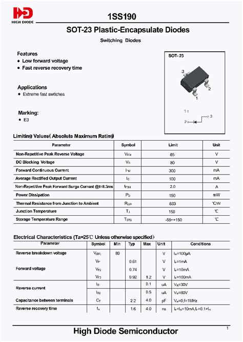 1ss190 9072660 Pdf Datasheet Download Ic On Line