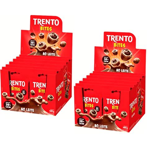 Kit Caixa De Chocolate Trento Bites Ao Leite PECCIN 2cx C 12un Cada