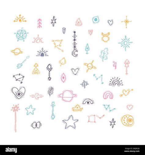 Hand Drawn Magical Symbols Witchy Esoteric Boho Doodle Icons