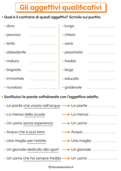 Gli Aggettivi Qualificativi Esercizi Per La Scuola Primaria