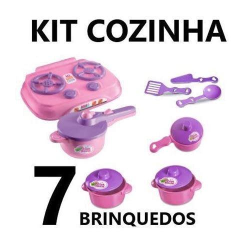 Kit Cozinha 7 Brinquedos Fogão Frigideira Panela de Pressão Altimar