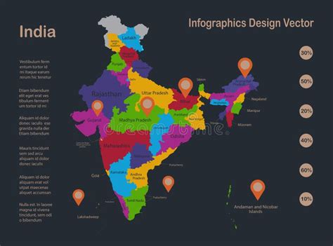 India Map Administrative Division Separate Individual Regions New