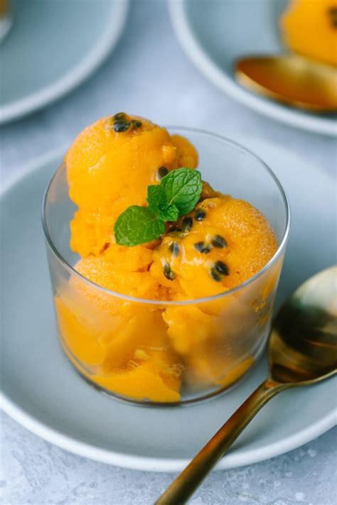 Mango Passion Fruit Sorbet Recipe Vegan Le Petit Eats