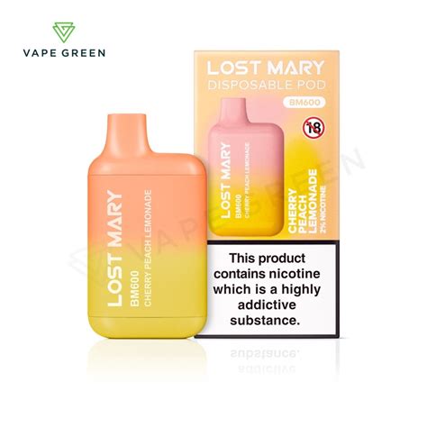 Cherry Peach Lemonade Disposable Vape By Lost Mary BM600 FREE UK