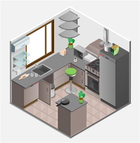 Concepto Isom Trico Interior De Cocina Vector Gratis