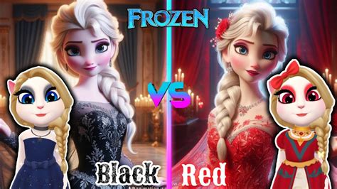 Black Elsa 🖤♥️ Red Elsa ♥️🖤 Frozen Queen 👑 My Talking Angela 2 Cosplay Makeover Update Summer ⛱️