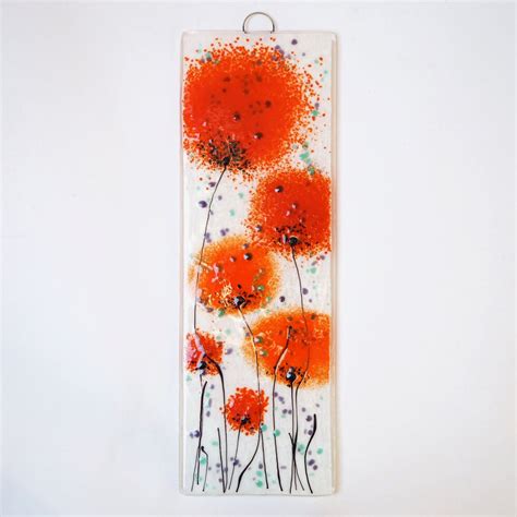 Fused Glass Wall Art Poppy Art Handmade Glass T Glass Etsy Uk