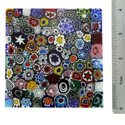 Murano Paperweights Murano Millefiori Square Paperweight Large