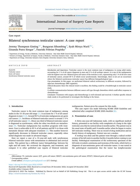 Pdf Bilateral Synchronous Testicular Cancer A Case Report