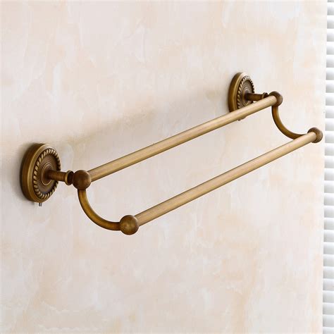 Flg Antique Bathroom Double Towel Bars With Solid Brass Towel Bars