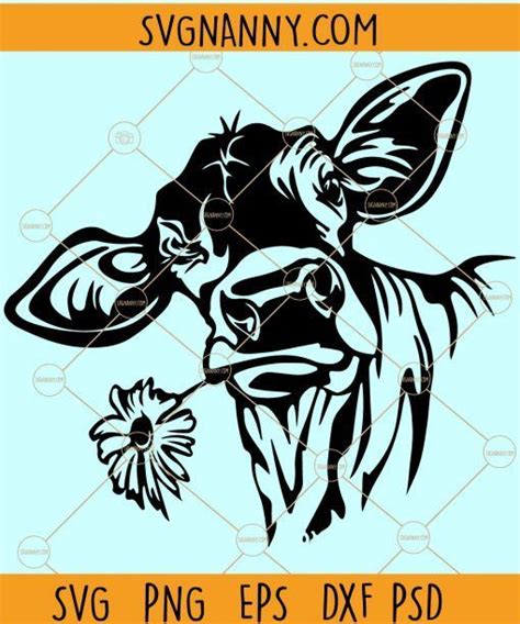 Cow With Flower Svg Heifer Svg Floral Cow Head Svg Cute Cow Head Svg