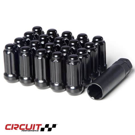 Forged Steel 6 Spline Long Lug Nut For Aftermarket Wheels 14x2 0 Black