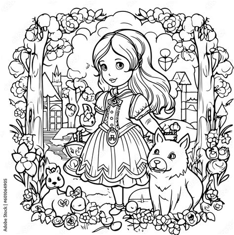 Vetor De Princess Coloring Page Illustration For Your Design Do Stock Adobe Stock