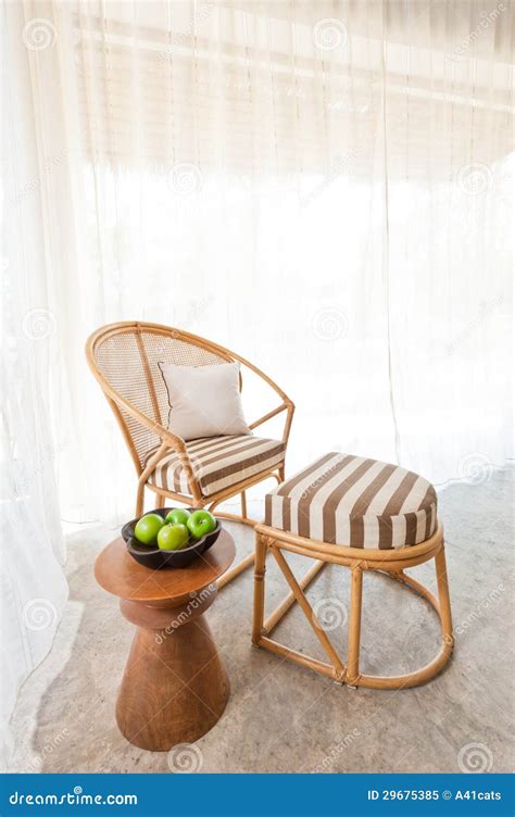 Bamboo Rattan Furniture Stock Image Image Of Curtain