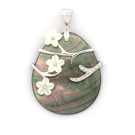 Pendentif en Nacre de Tahiti Nacre blanche et Argent rhodié 925