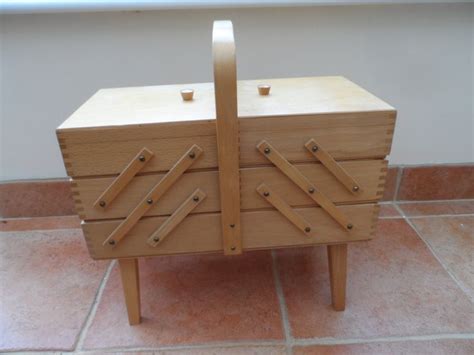 Large Free Standing Vintage Cantilever Wooden Sewing Box With Etsy Uk