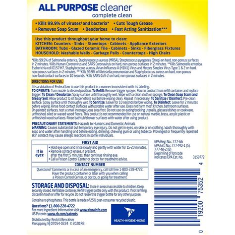 Lysol Lemon All Purpose Cleaner Spray Fl Oz Quart Lemon