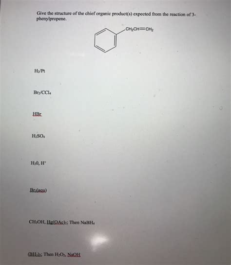 Solved Give The Structure Of The Chief Organic Product S Chegg