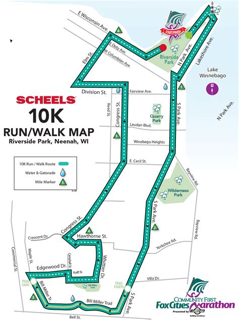 Fox Cities Marathon 10k Course Map 2022