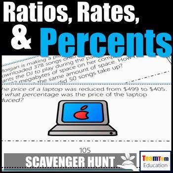 Ratios Rates And Percents Scavenger Hunt Scavenger Hunt 7th Grade