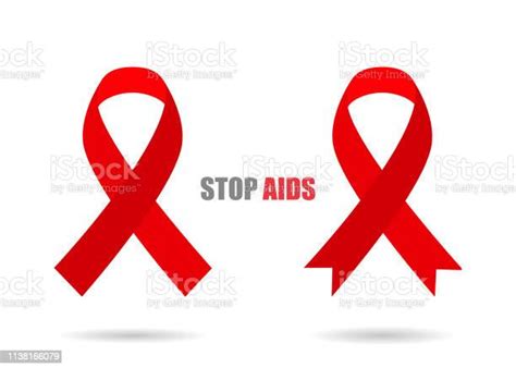 Red Ribbons With Shadow Different Stylish Illustration Of Stop Aids