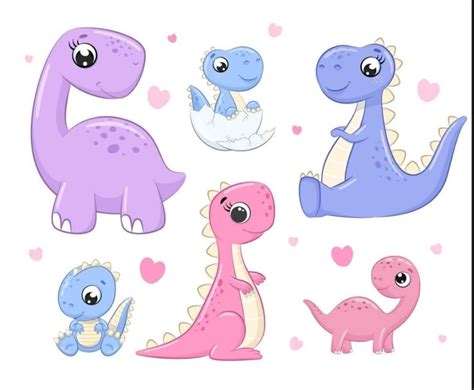 Cute Baby Dinosaur Clipart Png Eps Dino Girl Artofit