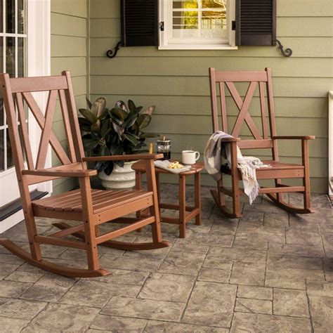 Polywood Braxton 3 Piece Porch Rocking Chair Set Authenteak