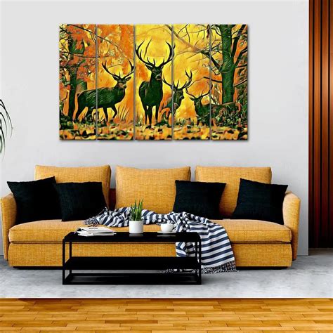 Forest Elk Canvas Wall Painting - WallMantra