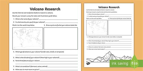 Volcano Research Activity for 3rd-5th Grade - Twinkl