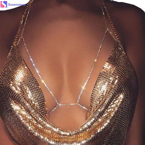 Fashion Rhinestone Bra Chain Sexy Harness Bikini Body Chain Women