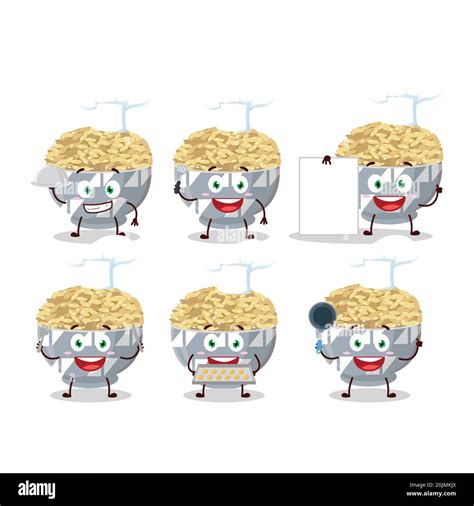 Cartoon Character Of Parboied Long Grain Rice With Various Chef