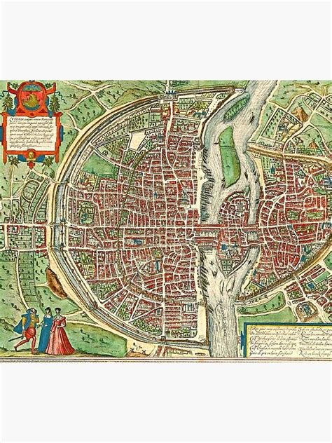 Antique Map Of Paris By Braun Hogenberg Poster For Sale By Ramazis