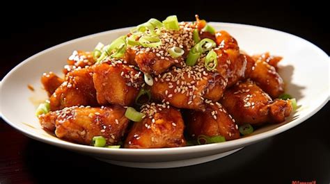 General Tsos Chicken Visually Enticing Photograph Foto Premium