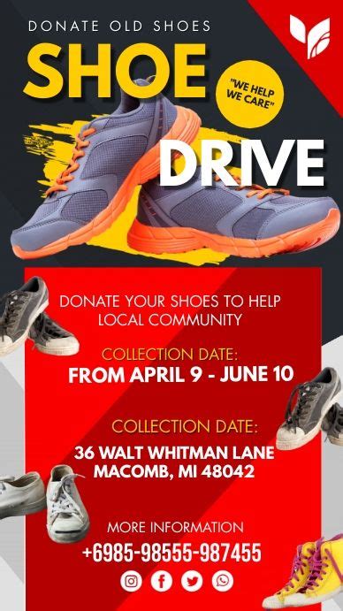 Red Shoe Drive Instagram Story Template Fundraiser Flyer Flyer