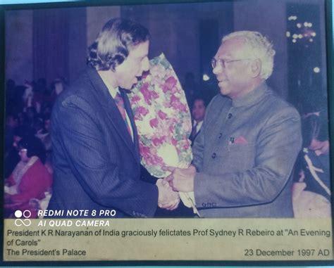 President K.R. Narayanan felicitating Prof. Sydney Rebeiro » Sydney ...