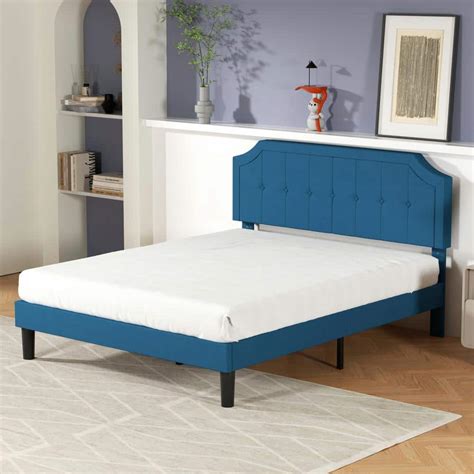 Reviews For Vecelo Upholstered Bed Frame Blue Metal Frame Full Size